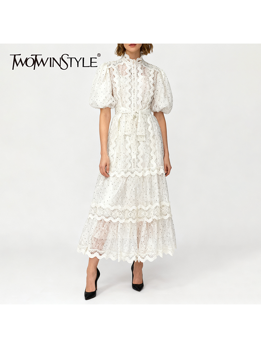 Linen Dress Wrap - TWOTWINSTYLE Dot Print Sheer Dress for