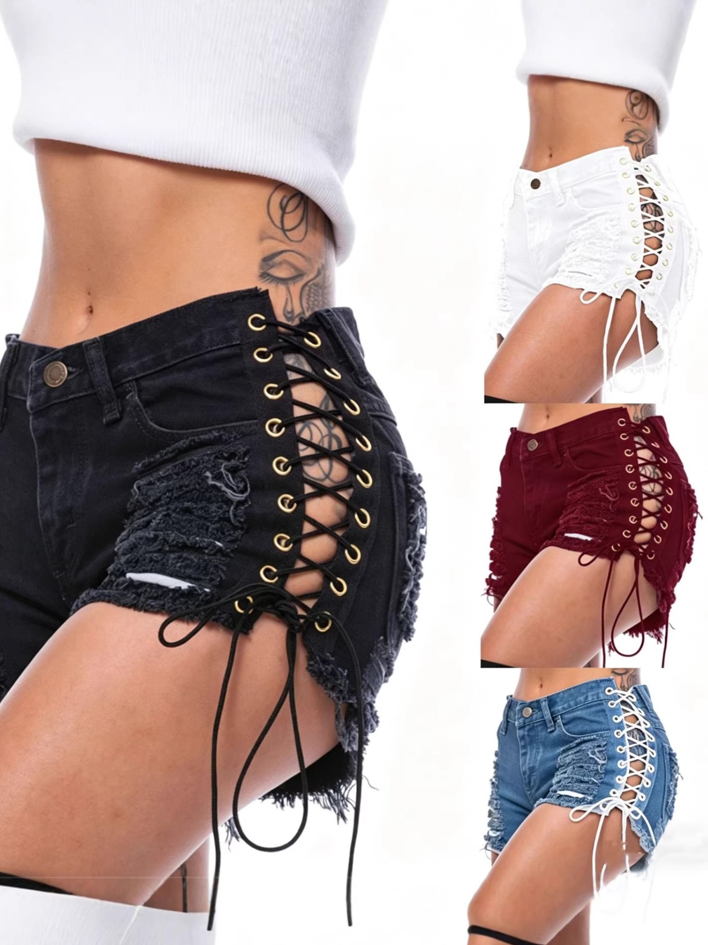 Cotton Denim Shorts Low Waist  – обзор и цена Shorts Denim Frayed