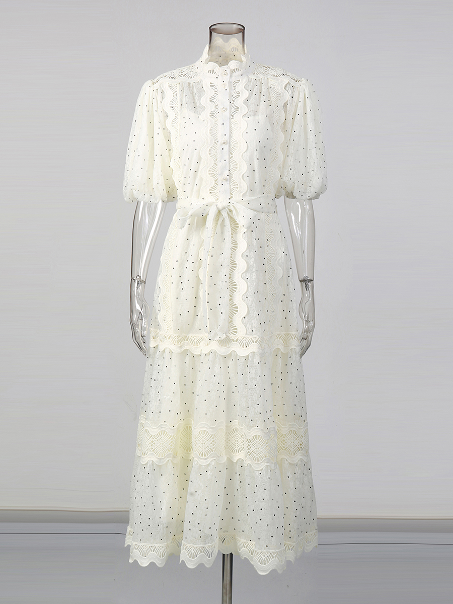 TWOTWINSTYLE Dot Print Sheer D – обзор и цена Linen Dress Wrap