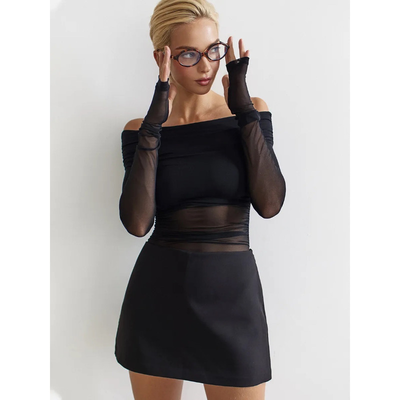 Women  Mesh Off Shoulder Top S – обзор и цена Blouse Off Shoulder