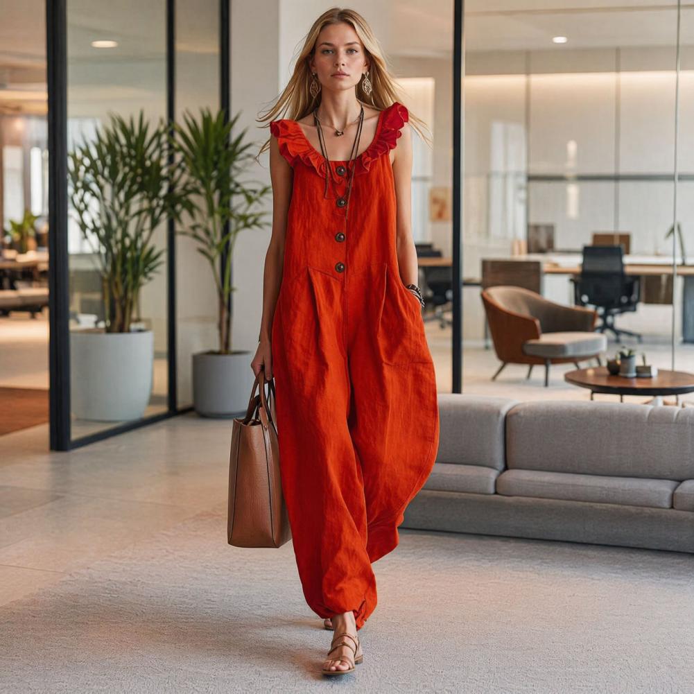 Women Jumpsuit Breathable Rela – обзор и цена Jumpsuit Linen Relaxed