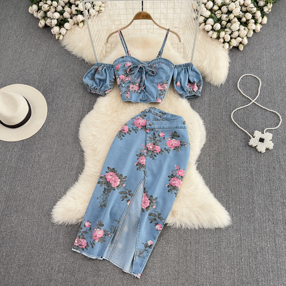 Fashion Floral Print Denim Ski – обзор и цена Romper Floral Print