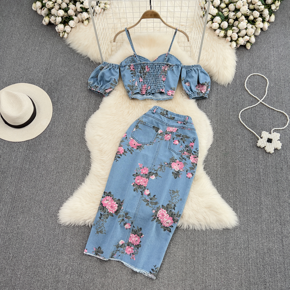 Fashion Floral Print Denim Ski – обзор и цена Romper Floral Print