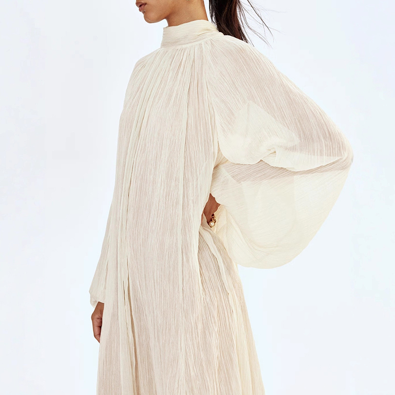 Ladies O-neck Long Sleeved Ple – обзор и цена Linen Dress Wrap