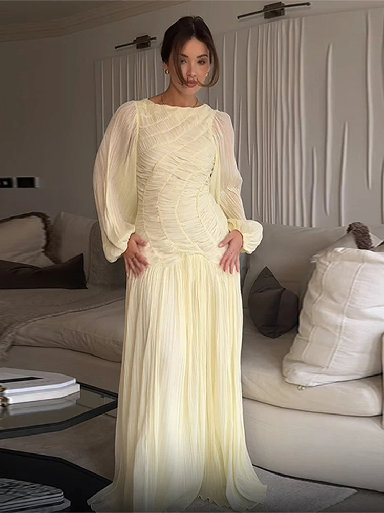 BWQ Elegant Chiffon Pleated Lo – обзор и цена Linen Dress Wrap