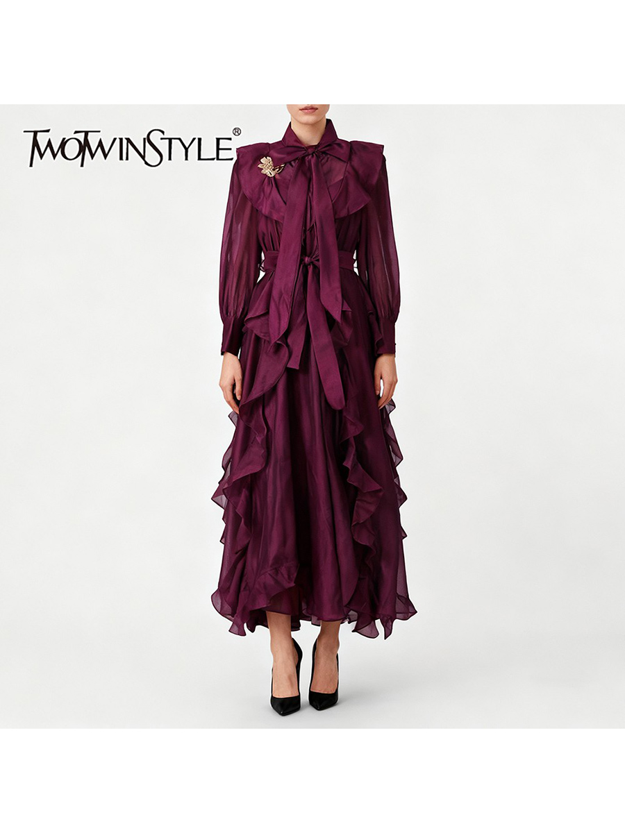 TWOTWINSTYLE Solid Spliced Ruf – обзор и цена Linen Dress Wrap