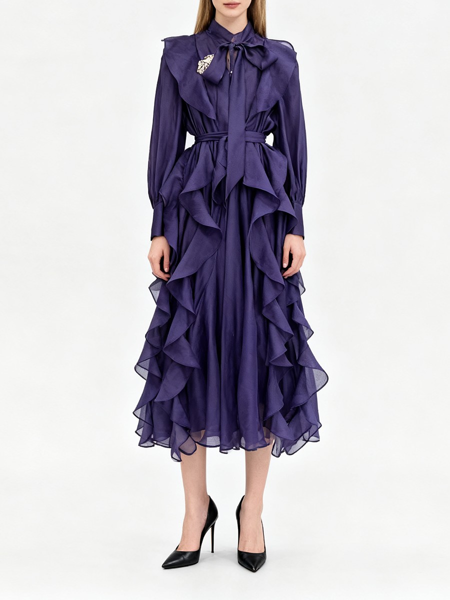 TWOTWINSTYLE Solid Spliced Ruf – обзор и цена Linen Dress Wrap