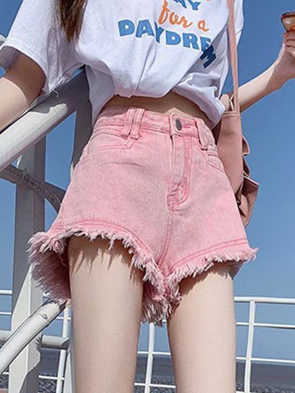 High Waist White Denim Shorts  – обзор и цена Shorts Denim Frayed