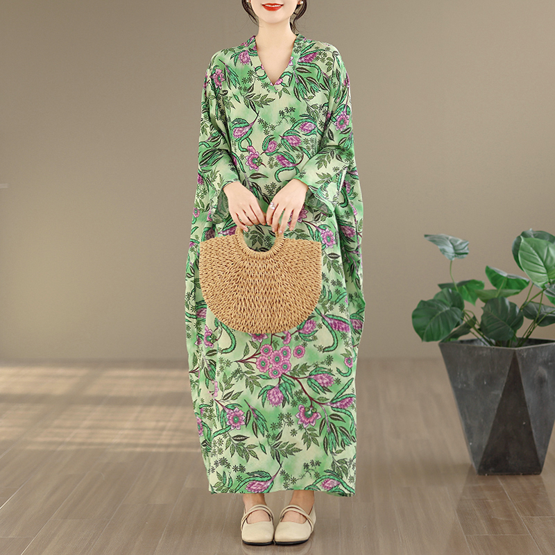 Large Size Floral Print Vacati – обзор и цена Linen Dress Wrap