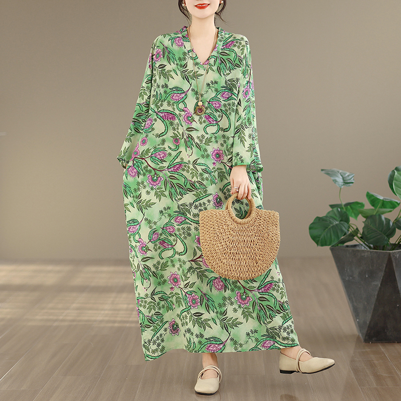 Large Size Floral Print Vacati – обзор и цена Linen Dress Wrap