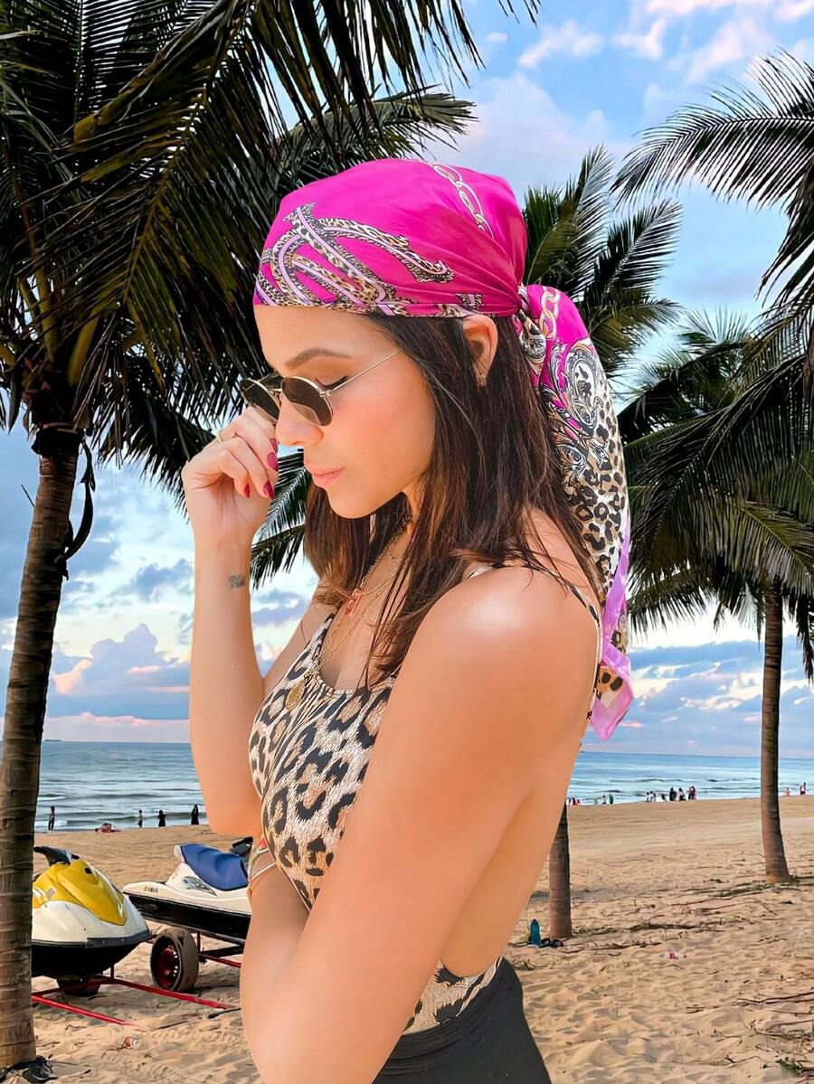 1pc Leopard Print Chain & Flor – обзор и цена Headband Summer Knit