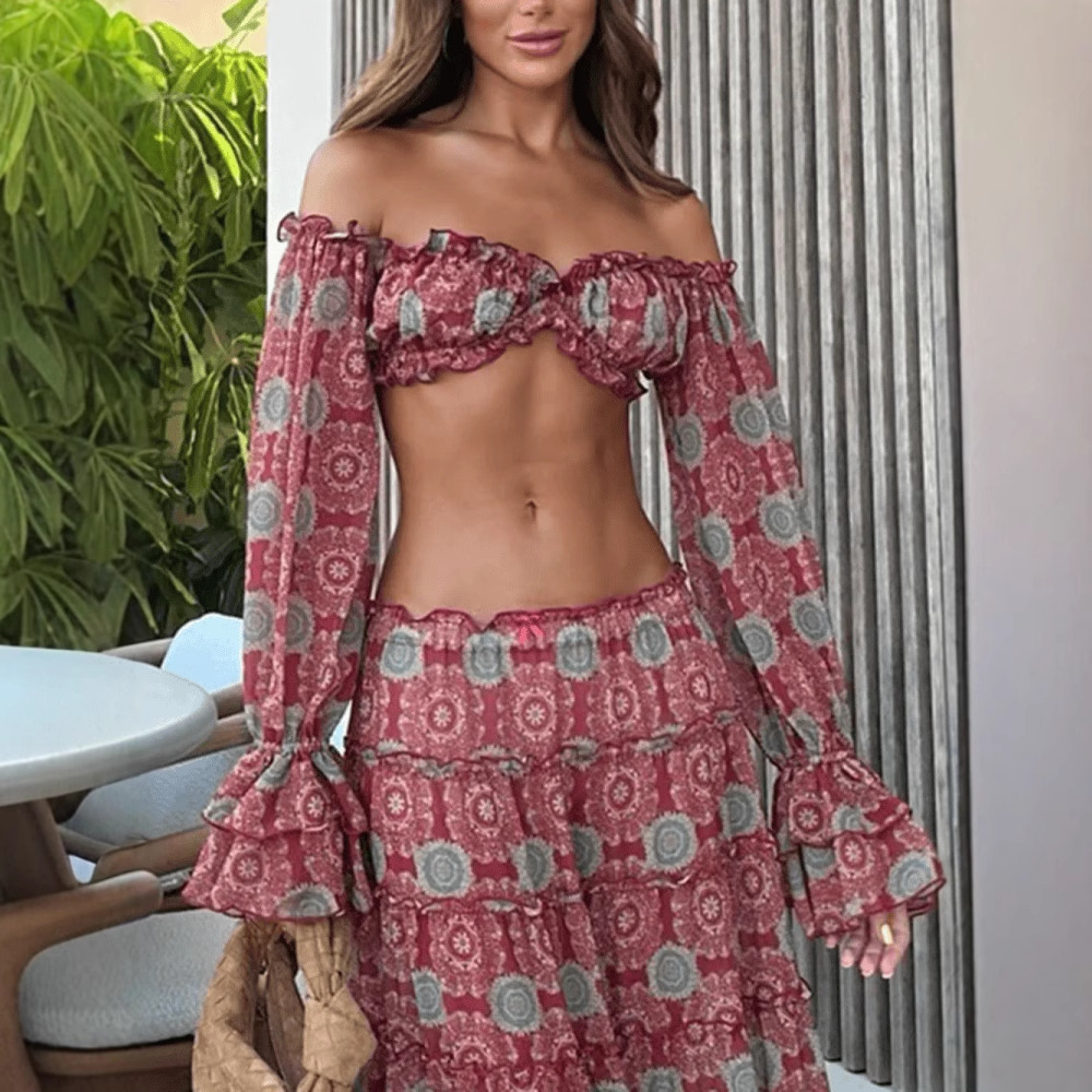 Vintage Print Skirt Two Piece  – обзор и цена Romper Floral Print