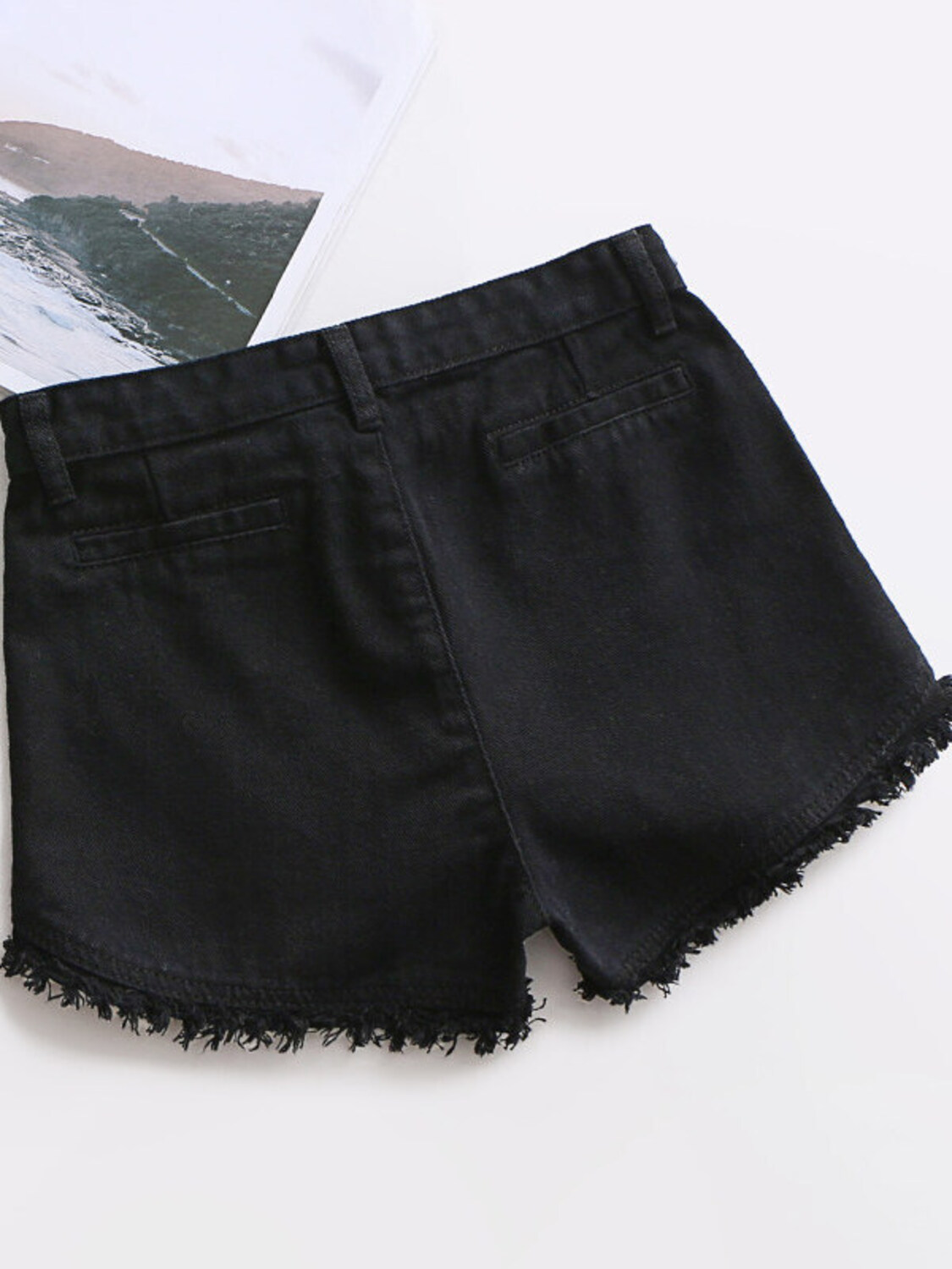 Women's High Waist Denim Short – обзор и цена Shorts Denim Frayed