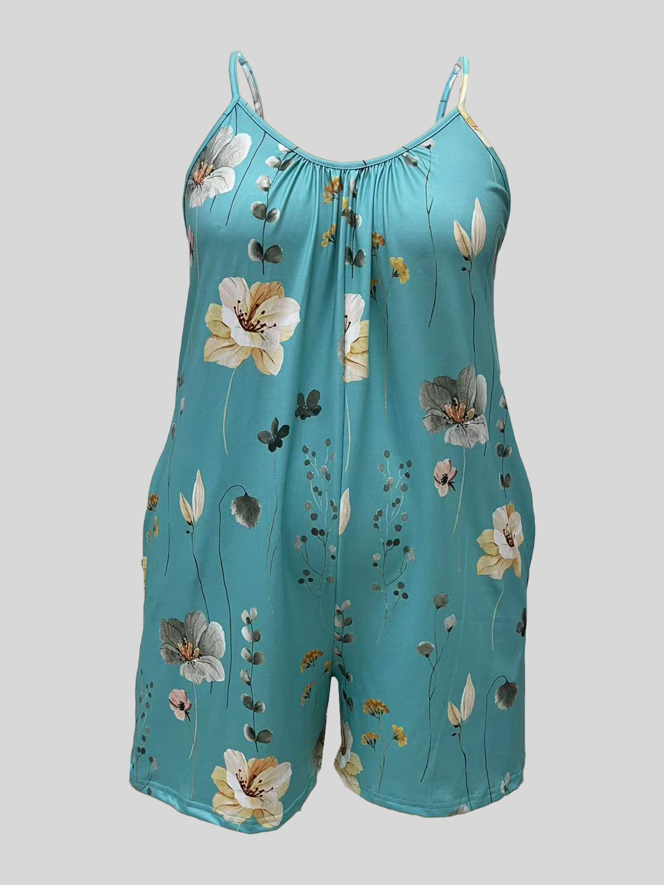 Plus Size Allover Print Cami R – обзор и цена Romper Floral Print