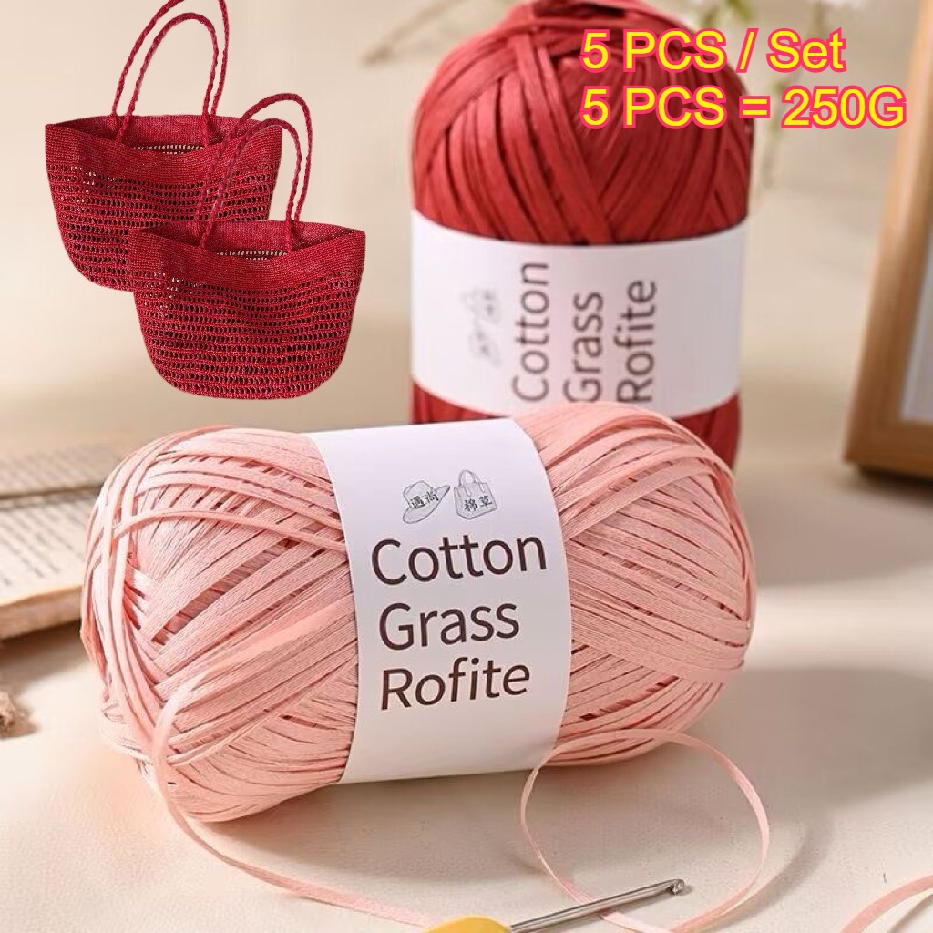 5PCS 250g Raffia Paper Rope Kn – обзор и цена Crochet Bag Raffia