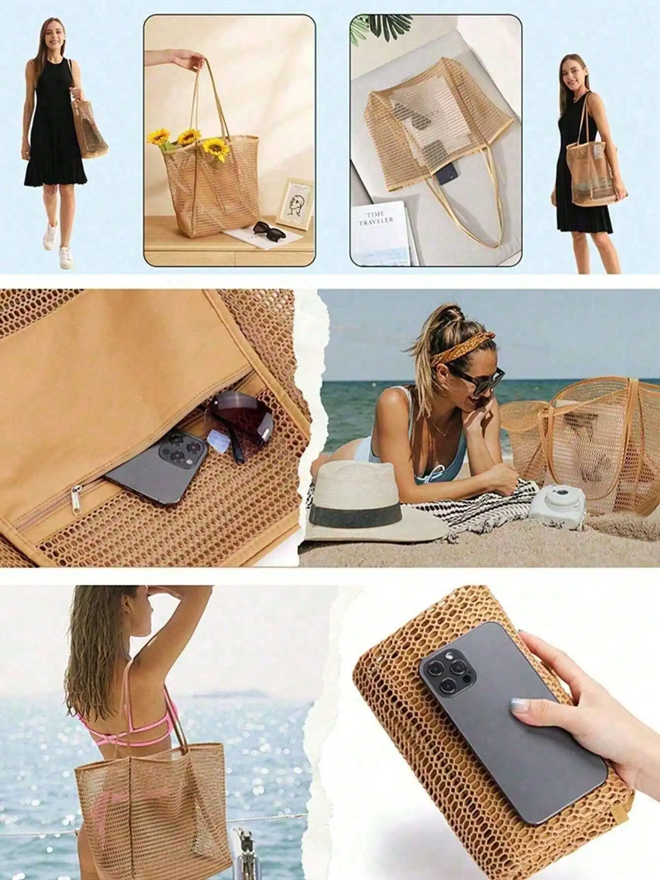 1pc Mesh Beach Tote Bag, Outdo – обзор и цена Tote Bag Beach