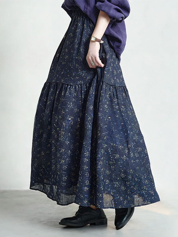Floral Print High Waist A-Line – обзор и цена Midi Skirt Floral
